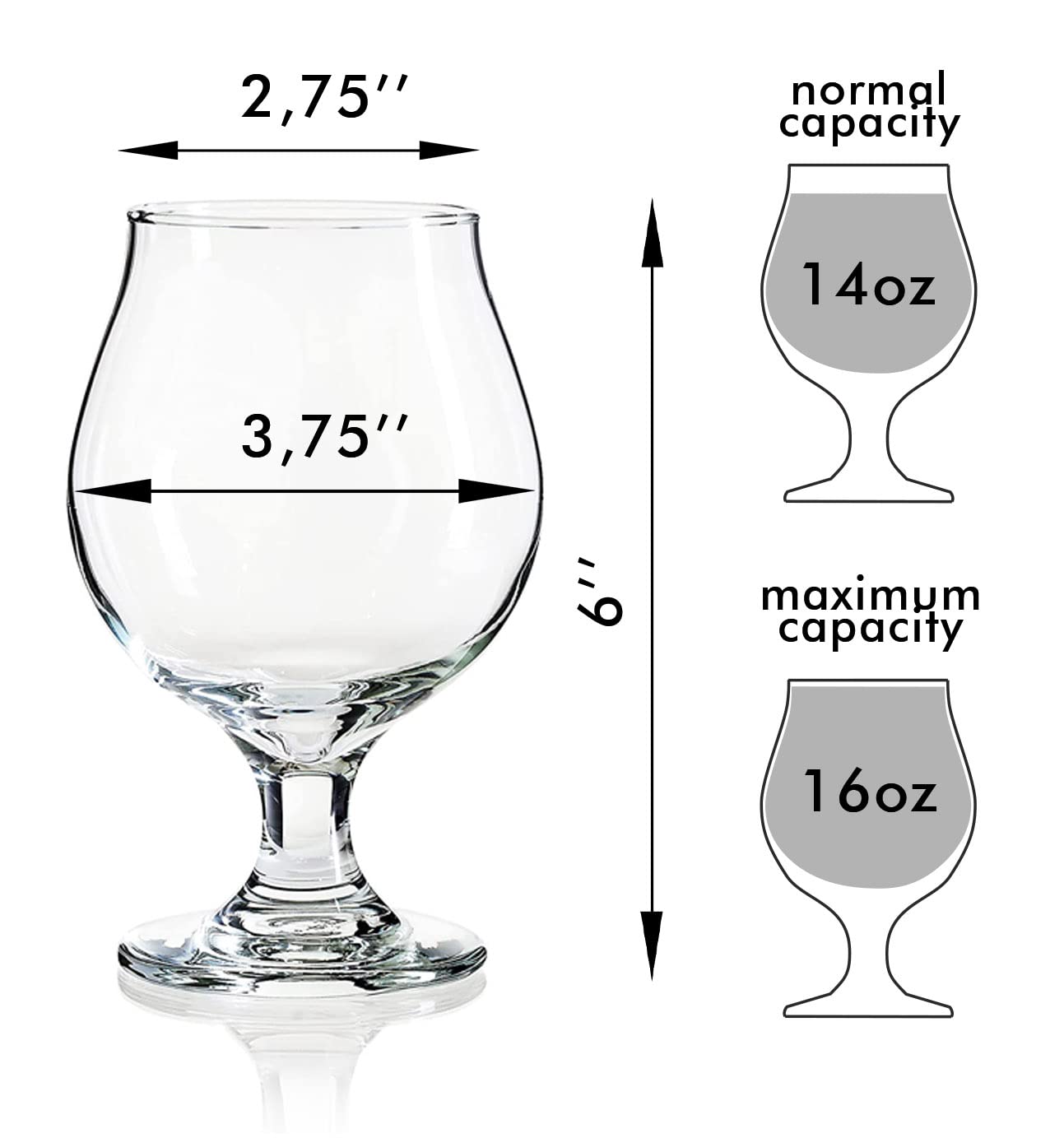 ECODESIGN-US Beer Glass Belgian Style Stemmed Tulip - 16 oz Lambic Beer Glasses - set of 4 w/coasters