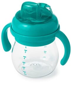 oxo tot transitions soft spout sippy cup with removable handles, teal, 6 ounce