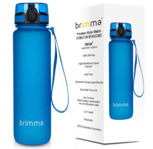 brimma premium sports water bottle with leak proof flip top lid - eco friendly & bpa free tritan plastic - must have for the gym, yoga, running, outdoors, cycling, and camping