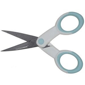 ECR4Kids Cutting Edge Ultra-Grip 5" Precision Non-Stick Coated Scissors w/Sheath - Extra Sharp Pointed Tip - For Sewing and Crafting, Pastel Blue