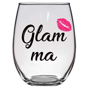 Laguna Creations Glam Ma Glamma Stemless Large Wine Glass 21 oz Funny Grandma Gift