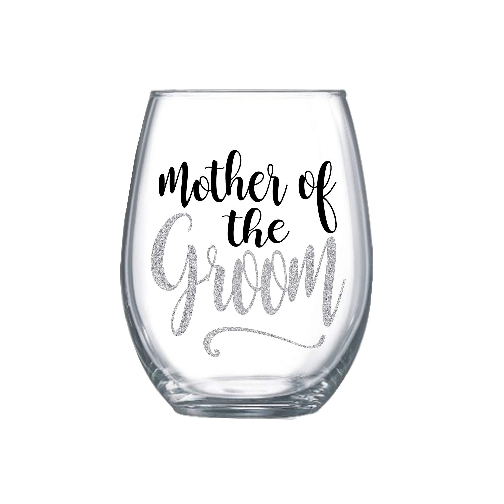 Mother of The Groom Gifts from Daughter Stemless Wine Glass Gift Glitter Design for Mom 0092