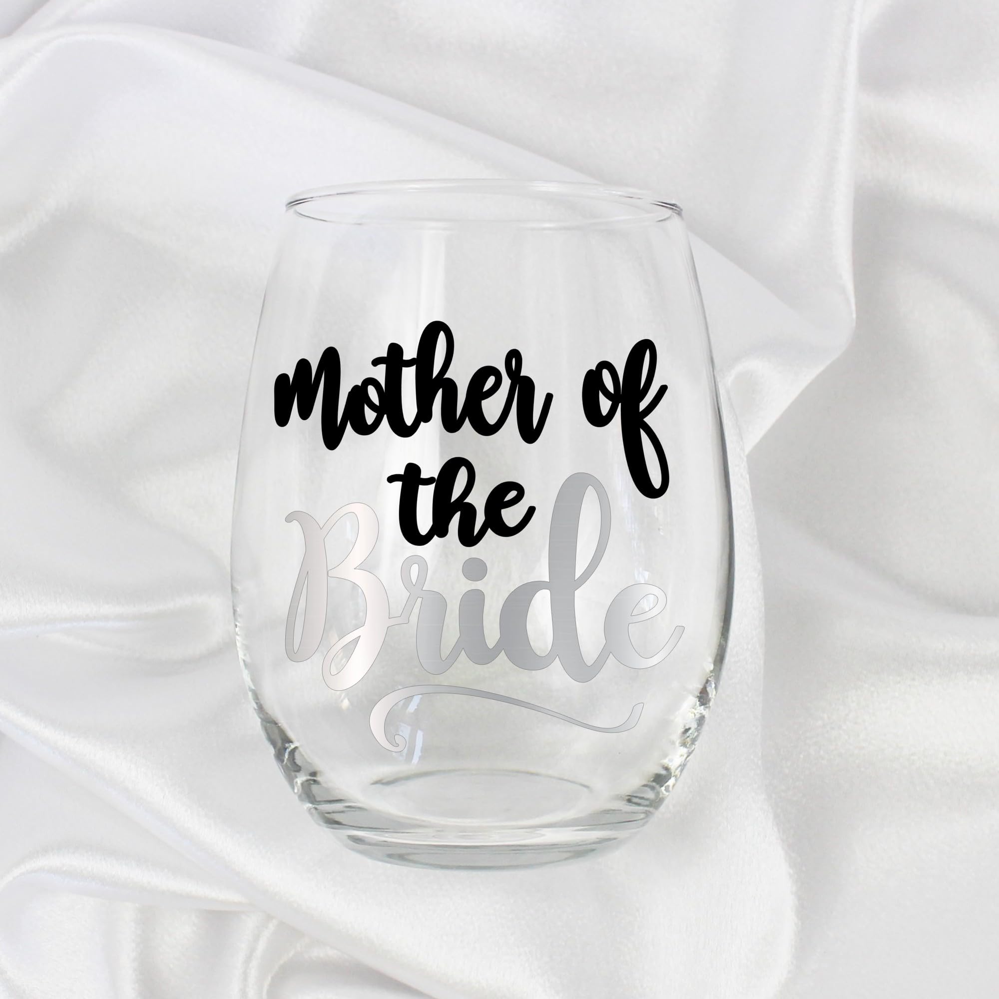 Mother of the Bride Gifts from Daughter Stemless Wine Glass Gift Glitter Design for Mom 0091