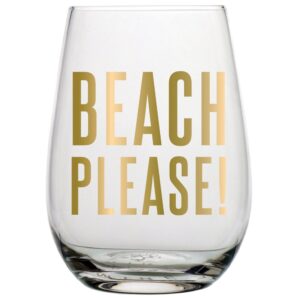 slant collections slc001 creative brands stemless wine glass, 20-ounce, beach please