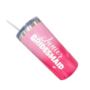 junior bridesmaid gifts tumbler with straw and lid pink 16oz 0089