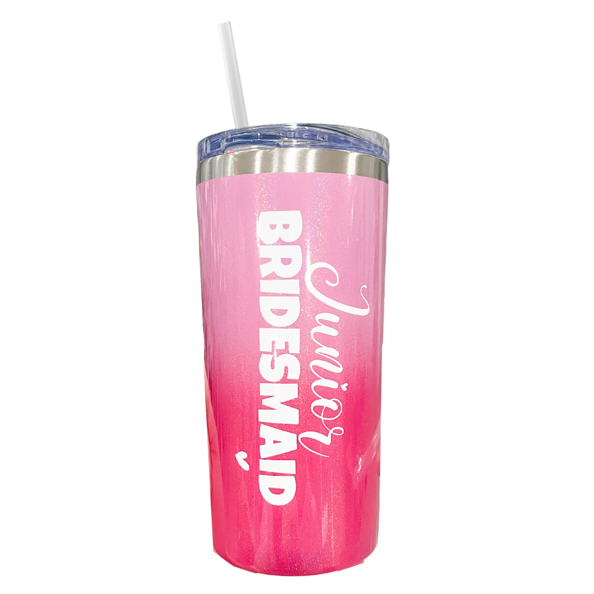 Junior Bridesmaid Gifts Tumbler with Straw and Lid Pink 16oz 0089