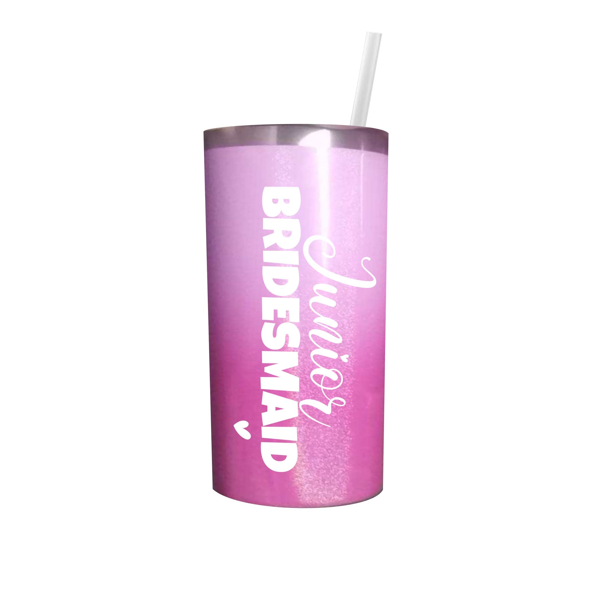 Junior Bridesmaid Gifts Tumbler with Straw and Lid Pink 16oz 0089