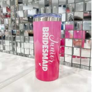 Junior Bridesmaid Gifts Tumbler with Straw and Lid Pink 16oz 0089