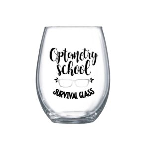 optometry school student gifts for women large stemless wine survival glass 0094