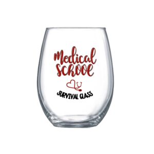medical school survival glass funny acceptance gifts for women student large stemless wine glass 0095