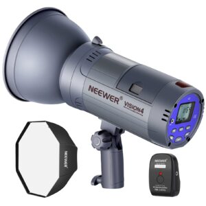 neewer vision 4 300w li-ion battery powered outdoor studio flash strobe (1000 full power flashes with 2.4g system, trigger included), bowens mount for video location photography