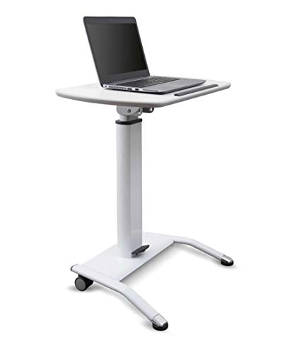Stand Up Desk Store Pneumatic Adjustable Height Tilting Laptop Lectern Speakers Podium (White, 25.5" Wide)