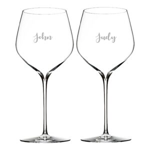 waterford personalized elegance 26.7oz cabernet sauvignon wine glasses, set of 2 custom engraved crystal red wine glasses for st. emilion, listrac, moulis, margaux and more