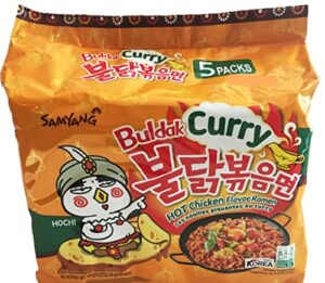 samyang fire hot curry flavored chicken ramen noodles pack of 5, korean ramen noodles