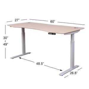 ApexDesk Elite Pro Series 60" Electric Height Adjustable Stand up Desk, Sit Stand Home Office Desk, Computer Desk - Curved Oak