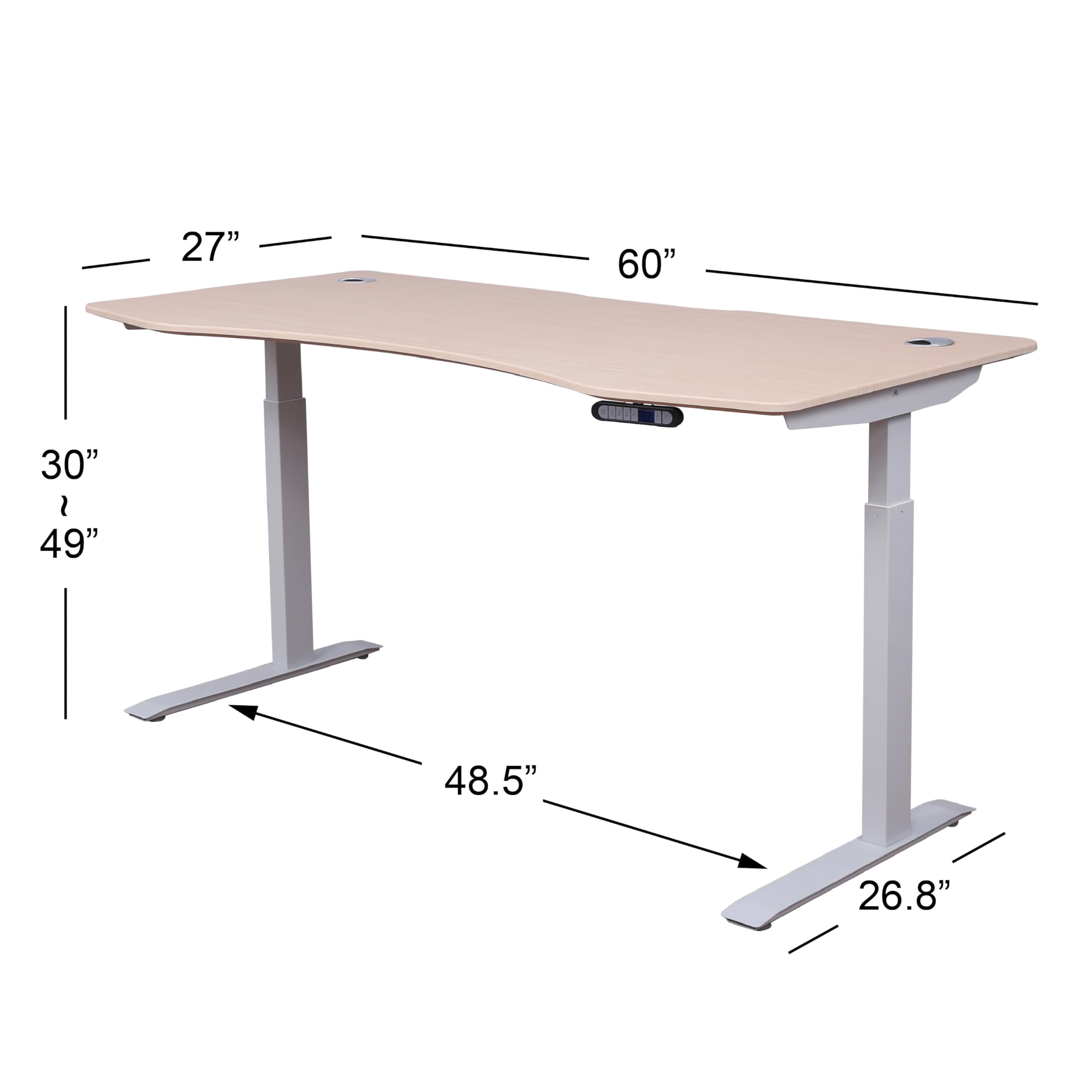 ApexDesk Elite Pro Series 60" Electric Height Adjustable Stand up Desk, Sit Stand Home Office Desk, Computer Desk - Curved Oak