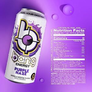 Bang Energy Purple Haze, Sugar-Free Energy Drink, 16 Ounce (Pack of 12)