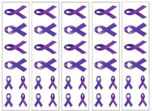 40 purple ribbon temporary tattoos: pancreatic cancer awareness tattoo