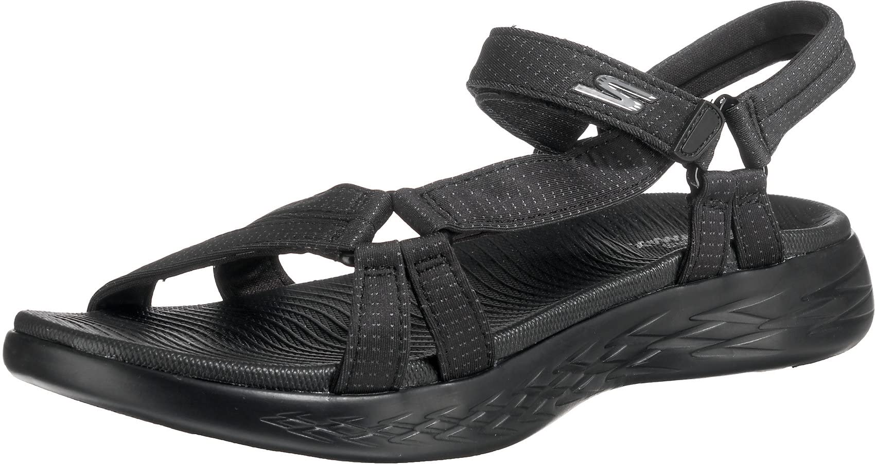 Skechers Women's On-The-Go 600-Brillancy Sport Sandal, Black, 10 Wide