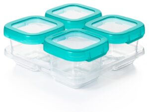 oxo tot baby blocks food storage containers, teal, 6 oz