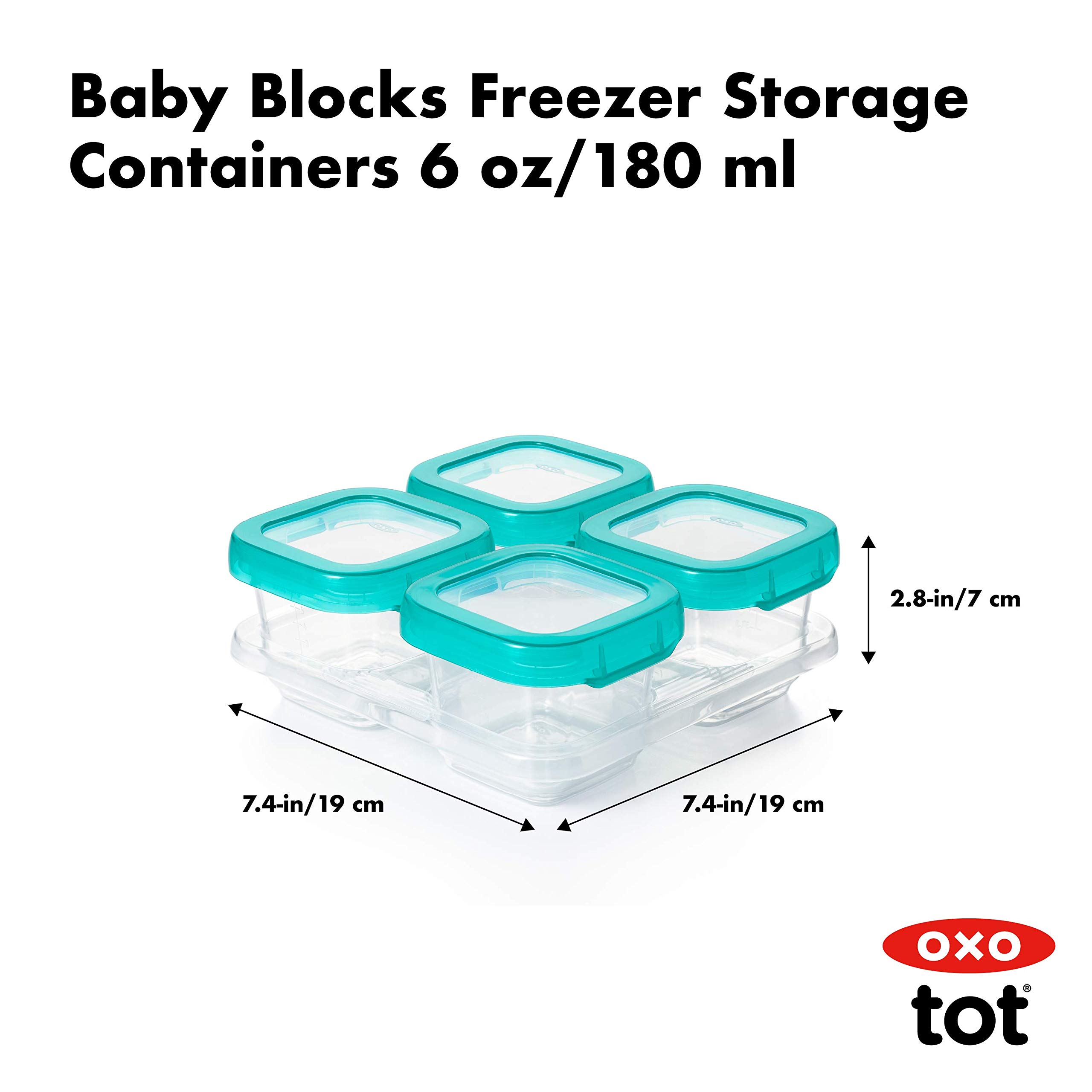 OXO Tot Baby Blocks Food Storage Containers, Teal, 6 oz