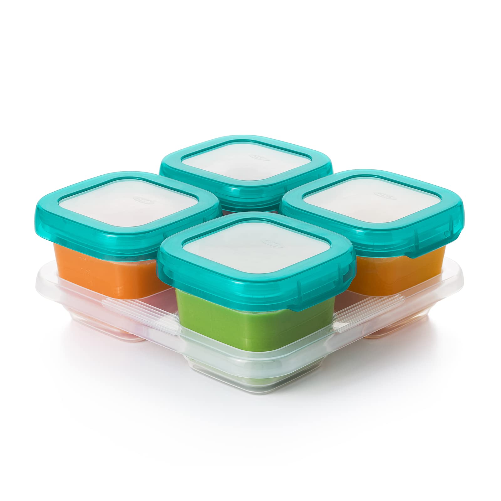 OXO Tot Baby Blocks Food Storage Containers, Teal, 6 oz