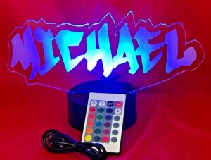 name light up lamp any name shape lamp led personalized create your own name in graffiti table lamp led, our newest feature - it's wow, with remote 16 color options, dimmer, free engraving, great gift