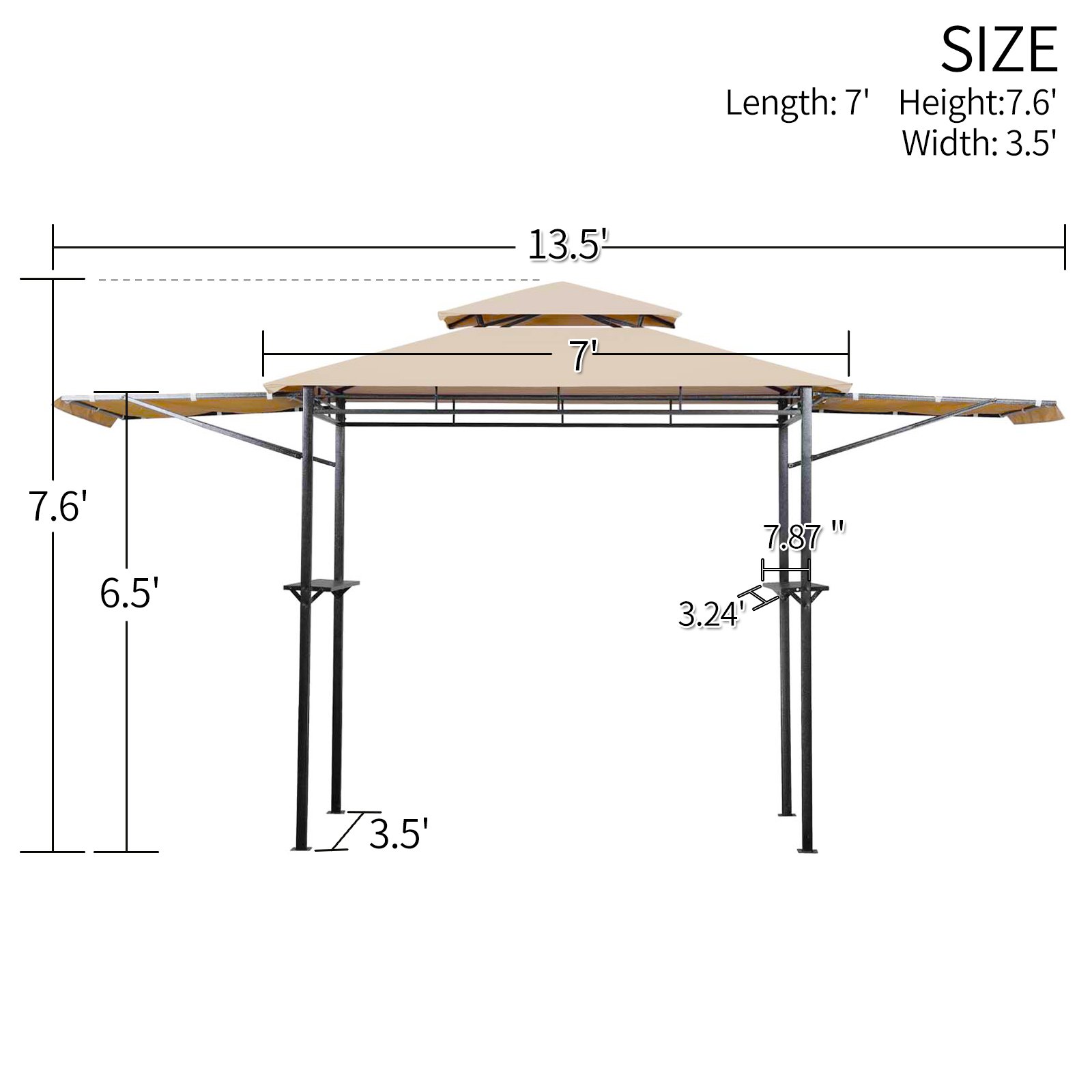 8'X4' Outdoor Grill Gazebo Patio BBQ Soft Top Canopy Tent