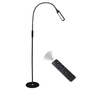 syrinx floor lamp, floor led lamp/led light lamp/remote control & touch/adjustable flexible gooseneck (black)
