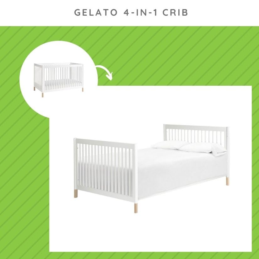 Twin-Size and Full-Size Conversion Kit Bed Rails Compatible with Babyletto Gelato & Sprout Cribs - White