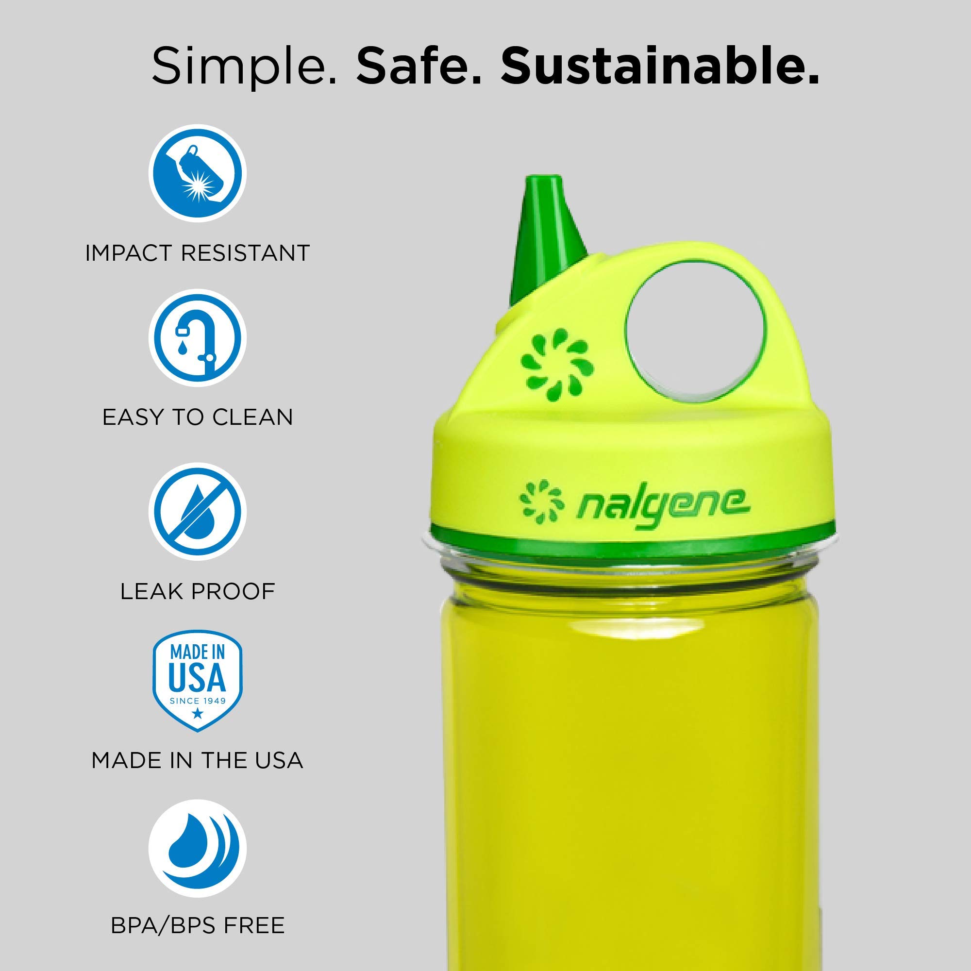 Nalgene Grip-N-Gulp Water Bottles, Leak Proof Sippy Cup, Durable, BPA and BPS Free, Dishwasher Safe, Reusable and Sustainable, 12 Ounces