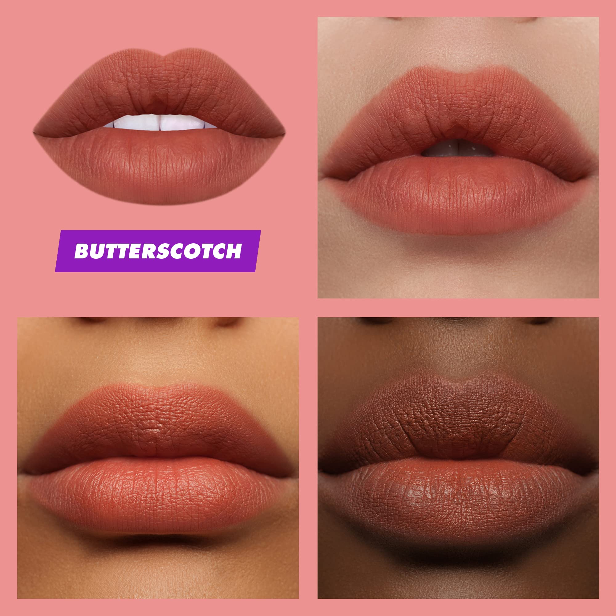 Lime Crime Plushies Soft Matte Lipstick, Butterscotch (Sheer Golden Brown) - Blackberry Candy Scent - Plush, Long Lasting & High Comfort for All-Day Wear - Talc-Free & Paraben-Free