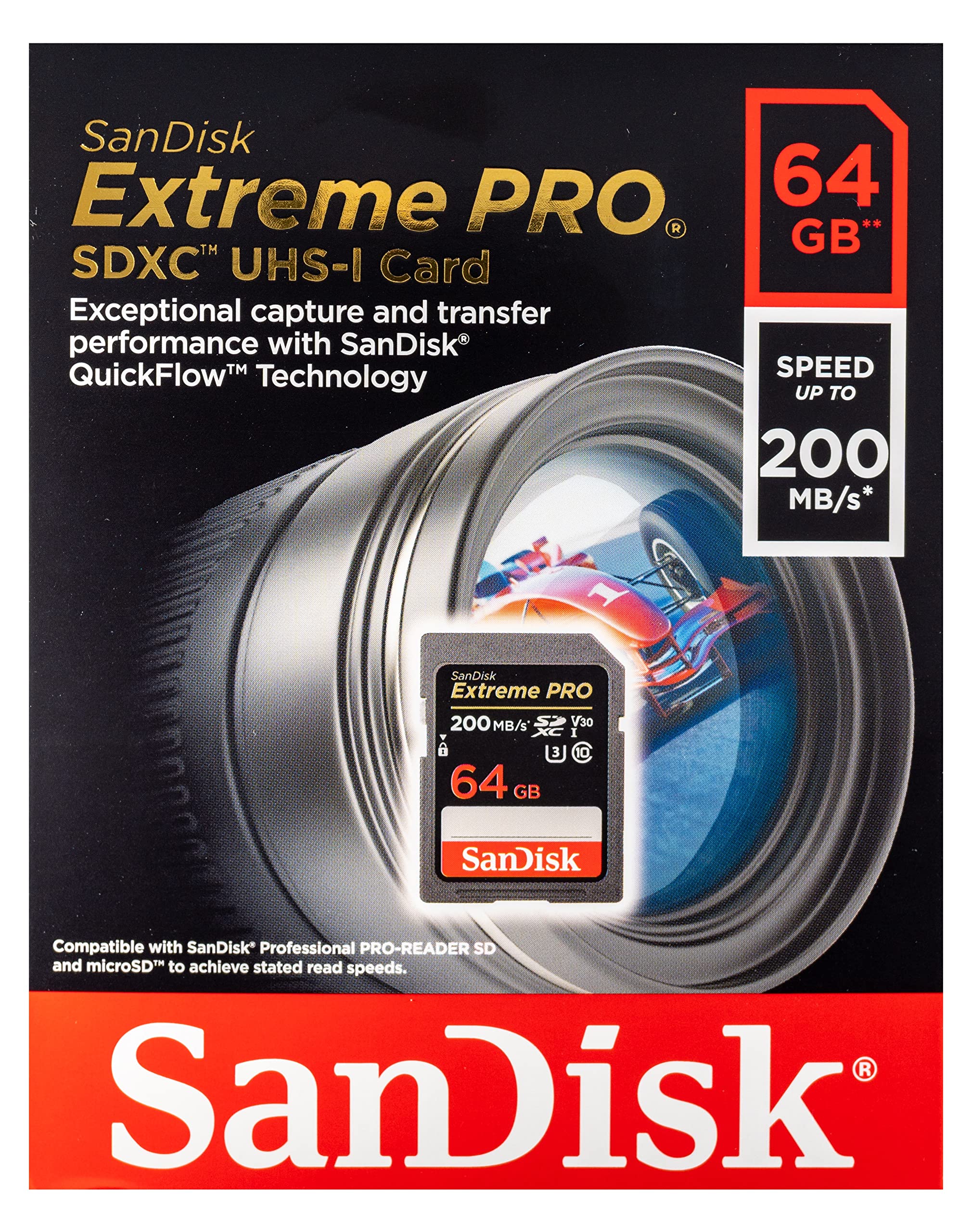 SanDisk 64GB (Five Pack) Extreme Pro Memory Card (SDSDXXY-064G-GN4IN) SDXC 4K V30 UHS-I with Everything But Stromboli (TM) Combo Reader