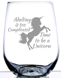 unicorn stemless wine glass | laser etched engraved stemless wine glass | perfect for a special person | 15 ounce