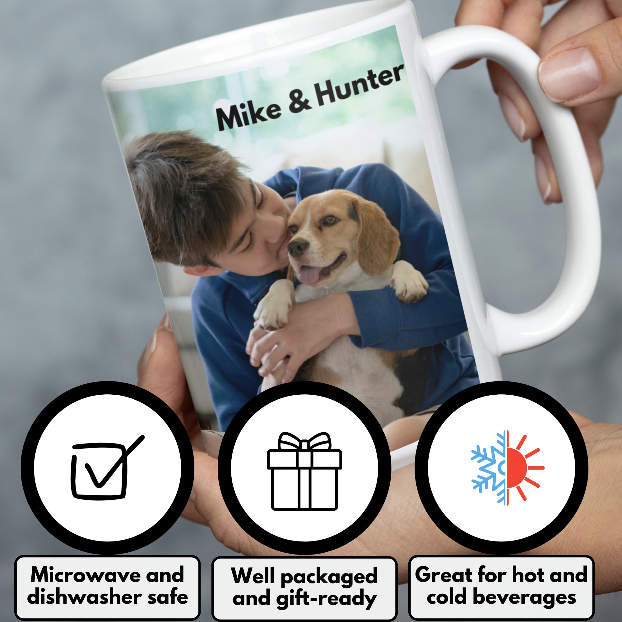 Personalized Coffee Mug - Add pictures or logos or text to our Custom Mugs 15oz Ceramic