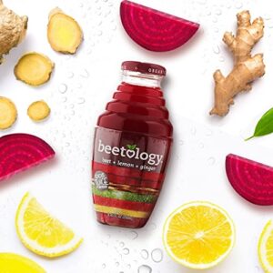 Beetology Organic Beet, Lemon and Ginger Juice 8.45oz (6 Pack) | 100% Cold Pressed | Heart Healthy | Nutrient Packed Vegetable Juice | Vibrant Flavor