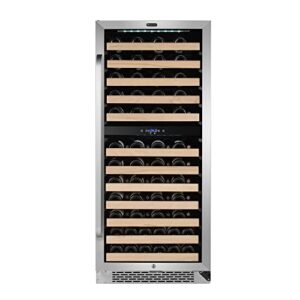 Whynter BWR-0922DZ 92 Built-in or Freestanding Stainless Steel Dual Zone Compressor Large Capacity Wine Refrigerator Rack for Open LED Display, Dark Grey-92 Bottle, Dark Grey