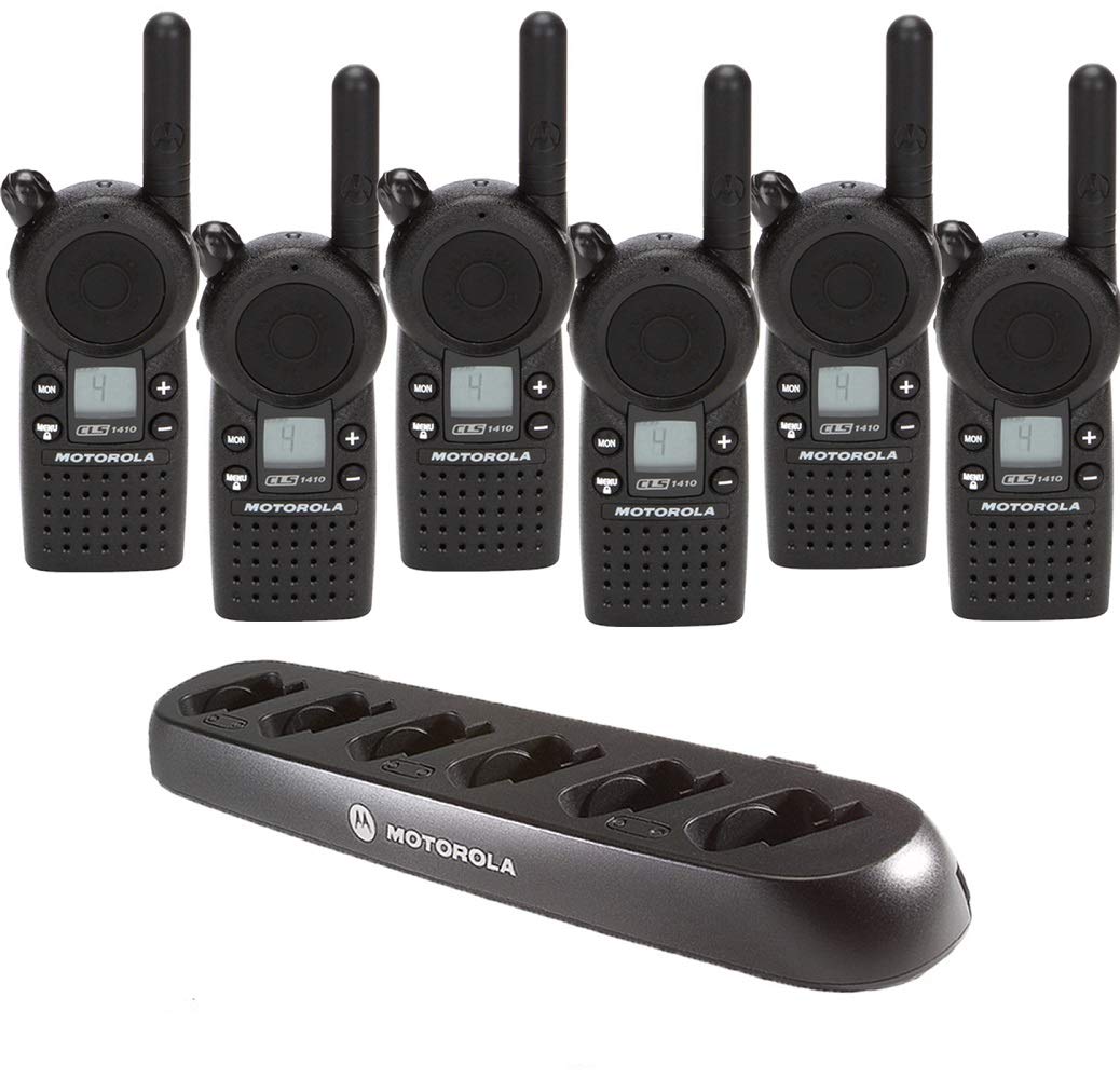 6 CLS1410 - UHF 1 Watt 4 Channel Radios & 1 56531 6 Radio Charger by Motorola Solutions - Intended for Business Use Black