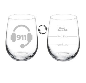 wine glass goblet two sided 911 police sheriff dispatcher (17 oz stemless)
