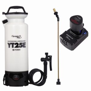 sprayers plus yt25e battery sprayer - 12v lithium-ion with viton seals & o-ring, brass wand & nozzle & shoulder strap, 2 gallon