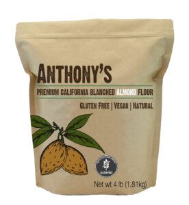 anthony's blanched almond flour, 4 lb, finely ground, gluten free, non gmo, keto friendly