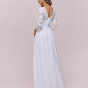 Ever-Pretty Women's Winter Long Elegant Lace A-Line Wedding Dresses for Bride White US14