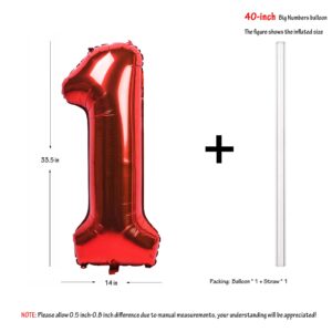 40 Inch Red Large Numbers jumbo Birthday Party Decorations Helium Foil Mylar Big Number Balloon Digital 1