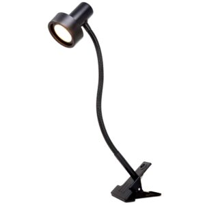 o’bright led clip on light for bed headboard/desk, dimmable led desk lamp with metal clamp, 5w led, flexible gooseneck, adjustable brightness for eye-care reading, vintage design (metal black)