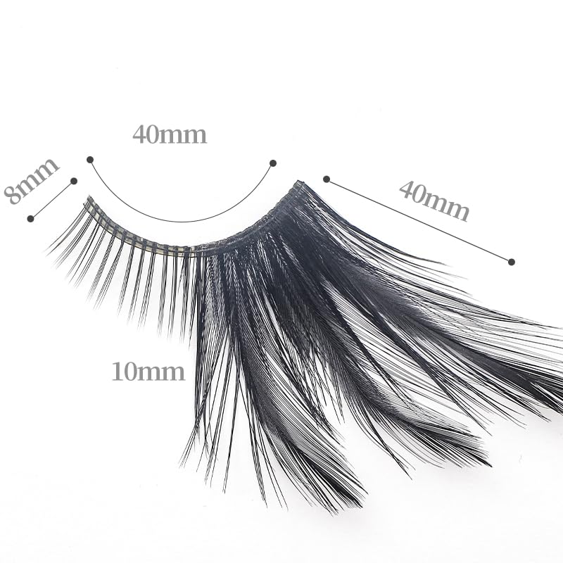 Dorisue halloween Feather Eyelashes witch makeup Cat eyes Black tail Lashes extension wedding Show Halloween Cosplay Wedding false lashes drama theatre model Hand-made Luxury Fashion Fake Lashes