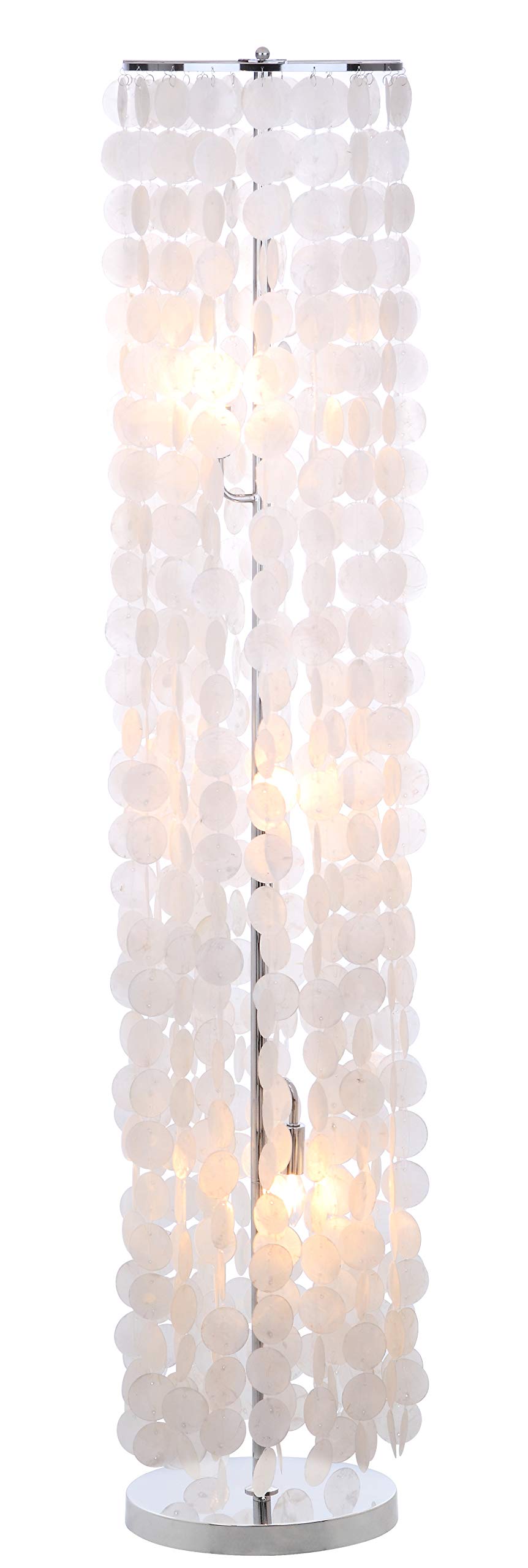 SAFAVIEH Lighting Collection Illumina Capiz Sea Shell Modern Boho Coastal White 60-inch Living Room Bedroom Home Office Standing Floor Lamp (LED Bulb Included)