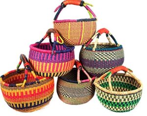 9" -11" across children's small bolga african bolga ghana basket fair trade toys easter eggs basket (colors vary) 1 ea