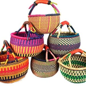 9" -11" Across Children's Small Bolga African Bolga Ghana Basket Fair Trade toys Easter Eggs basket (COLORS VARY) 1 EA