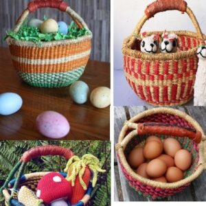 9" -11" Across Children's Small Bolga African Bolga Ghana Basket Fair Trade toys Easter Eggs basket (COLORS VARY) 1 EA