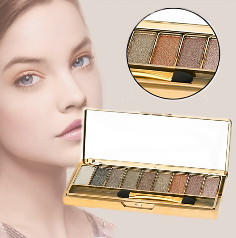 Sparkle Eyeshadow Palette&9 Colors Shimmer Makeup Palette & Makeup Cosmetic Brush Set &Gold Glitter Eyeshadow Palette Highly Shining Pigmented Diamond Eyeshadow&9 Color Eyeshadow 6#,US SHIPPING (1pc)